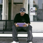 iPad at the bus stop